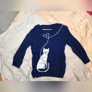 Talbots 3/4 Sleeve Lightweight Navy Sweater Size Medium